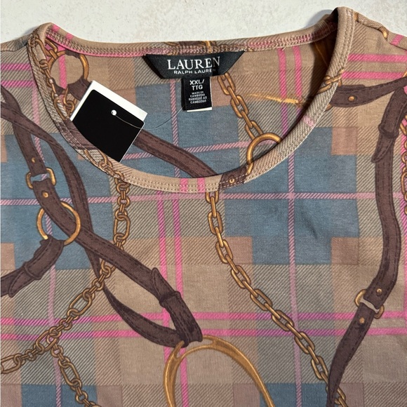 Ralph Lauren Equestrian print top. Signature long sleeve shirt. Plus. Size: XXL - Picture 2 of 5